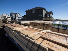 Under construction homes are seen in the Griesbach neighbourhood in Edmonton, Alta., on Thursday, Sept. 11, 2014. Housing starts are up, approximately 42,500 are estimated to be built in Alberta in 2014, the highest number in 7 years. Ian Kucerak/Edmonton Sun