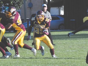 PCI Trojans running back Brandon Friesen carries the ball during the Trojans loss to Miles Mac Sept. 11. (Kevin Hirschfield/The Graphic/QMI Agency)