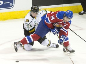 Riley Kieser, shown here in action last year with the Oil Kings at the Memorial Cup, is a member of CIS defending champion University of Alberta Bears. (Craig Glover, QMI Agency)