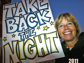 Oxford County's 2014 Take Back The Night event will be held in Tillsonburg Thursday, Sept. 18 at the Rotary Clock Tower, starting at 7 p.m. Shown here is Diane Harris in 2011. (JEFF TRIBE PHOTO)