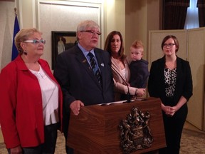 Premier Dave Hancock announcing his retirement from politics. (EDMONTON SUN PHOTO)