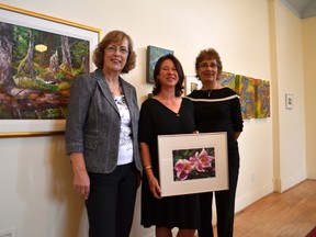 From left to right, Karin Richter, Cindy Barratt and Doris Charest, the three Albertan artists featured at the Multicultural Heritage Centre for their exhibit: Wild Alberta. - Thomas Miller, Reporter/Examiner