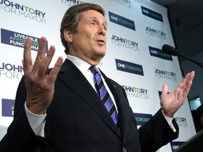 John Tory speaks at his campaign headquarters on Sept 12, 2014. (Dave Abel/Toronto Sun)