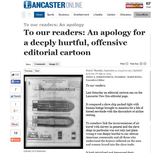 Paper Apologizes For Cartoon Comparing Air Travel To Slave Ships Toronto Sun 