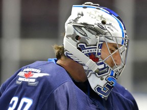 Winnipeg Jets Connor Hellebuyck during the 2014 Young Stars Classic Tournament in Penticton, B.C. on Friday September 12, 2014. Al Charest/Calgary Sun/QMI Agency