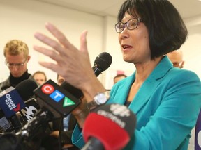 Olivia Chow addresses supporters and the media on Sept. 13, 2014. (Veronica Henri/Toronto Sun)