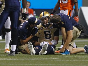 Drew Willy injured his shoulder in Saturday night's game against the Lions. (BEN NELMS/Reuters)