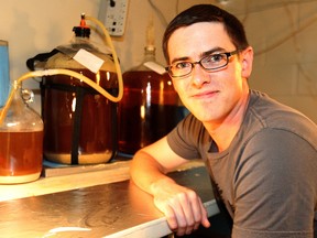 David Phillips, competition organizer for the second annual Half Pints Pro/Am Brew Challenge, is seen with his home brew equipment  on Sat., Sept. 13, 2014. (Kevin King/Winnipeg Sun/QMI Agency)