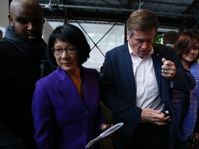 Olivia Chow and John Tory at Sunday's mayoral debate. (JACK BOLAND, Toronto Sun)