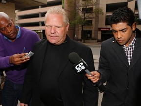 Councillor Doug Ford is pictured at Mt. Sinai Hospital where he visited his ailing brother, Mayor Rob Ford. (JACK BOLAND, Toronto Sun)
