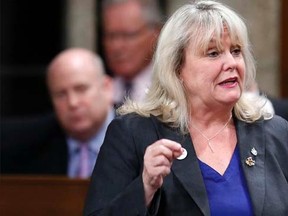 Revenue Minister Kerry-Lynne Findlay speaks during Question Period in the House of Commons on Parliament Hill in Ottawa April 9, 2014. REUTERS/Chris Wattie