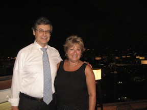 Former Israeli deputy foreign minister Danny Ayalon and Sue-Ann Levy overlooking Tel Aviv. (Sue-Ann Levy/Toronto Sun)