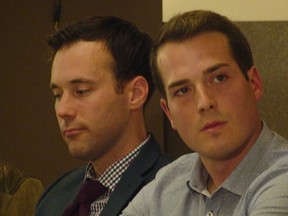 Rideau-Vanier Coun. Mathieu Fleury faced some formidable competition from the likes of Marc Aubin (left) at a ward all-candidates debate focusing on transportation issues in the downtown core. 
AEDAN HELMER/OTTAWA SUN/QMI AGENCY