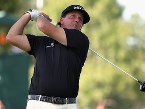 CHERRY HILLS VILLAGE, CO - SEPTEMBER 03: Phil Mickelson hits his tee shot on the second hole during the Gardner Heidrick Pro-Am ahead of the BMW Championship at the Cherry Hills Country Club on September 3, 2014 in Cherry Hills Village, Colorado.  Doug Pensinger/Getty Images/AFP