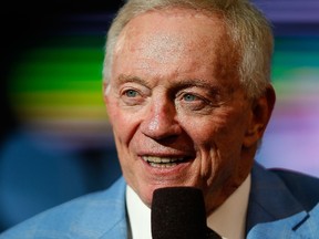 Owner Jerry Jones of the Dallas Cowboys on the field before the start of the game against the Denver Broncos at AT&T Stadium on August 28, 2014 in Arlington, Texas. (Tom Pennington/Getty Images/AFP)