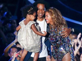 Beyonce, Jay Z, and Blue Ivy on stage at the 2014 VMAs. 

REUTERS/Lucy Nicholson