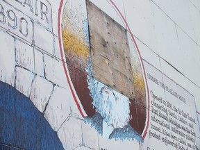A Sarnia painter has signed on to repaint the face of Sir Joseph Hobson for a downtown mural. The panel with Hobson's face went missing sometime over the winter. (Observer file photo)