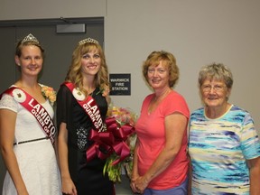 Ashley Cornelissen was crowned Lambton Queen-of-the-Furrow recently at the Lambton County Plowing Match. From left is outgoing Queen Jen Vanden Ouweland, Ashley Cornelissen, and judges Brenda Miner and Anne Wight.
