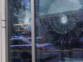 Ottawa police arrested a man Tuesday, Sept. 16, 2014 after the windows at CBC's downtown Ottawa broadcast headquarters were smashed. No charges have been yet laid.
QMI AGENCY PHOTO