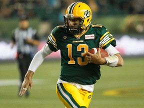 Mike Reilly ran for two touchdowns against the Alouettes last Saturday. (Ian Kucerak, Edmonton Sun)