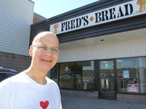 Fred De Benedetti has put a for sale sign in his Fred's Bread bakery on Norwest Road, seeking to sell the business after 20 years in the city. (Michael Lea/The Whig-Standard)