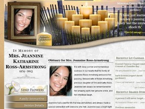 An image from Jeannine Ross-Armstrong's memorial website.