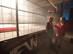 Supplied photo
Cliff McDowell, producer, speaks with James Griffith, the director of photography, during the filming of The Masked Saint.