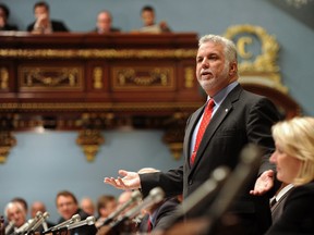 The premier of Quebec, Philippe Couillard, during Question Period in the National Assembly, Wednesday, Sept. 17, 2014 at the Quebec legislature.
(SIMON CLARK / QMI AGENCY)