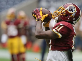 Washington Redskins wide receiver DeSean Jackson #11 warms up before before playing against the Houston Texans. (Thomas B. Shea/Getty)