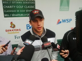 Ottawa Senators Bobby Ryan answers questions from reporters before the start of the Sens annual golf day on Wednesday. (Bruce Garrioch/Ottawa Sun)