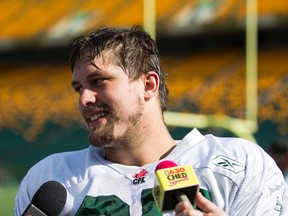 Simeon Rottier is the only player on the offensive line who hasn't been replaced at his position. (Ian Kucerak, Edmonton Sun)