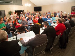 A large crowd was left standing in the hall at the Ward 5 candidates debate at the Church of St. Jude in London on Wednesday. Eight candidates are vying for the empty seat left vacant by current mayor Joni Baechler. Mike Hensen/The London Free Press/QMI Agency