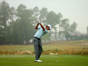 Nicolas Colsaerts of Belgium hits a tee shot on the 13th holeduring the second round of the 114th U.S. Open at Pinehurst Resort & Country Club. (Mike Ehrmann/Getty Images/AFP)