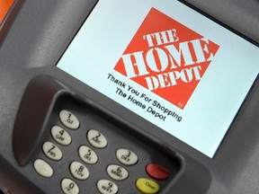 A closeup of an electronic payment station is shown at a Home Depot store in Daly City, Calif., in this Feb. 21, 2012 file photo. REUTERS/BECK DIEFENBACH