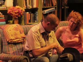 Bryan McDonald and Krista Garrett in a scene from King's Town Players' production of August: Osage County. (Photo courtesy of David L. Smith)
