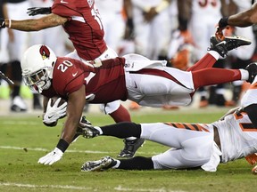 Cardinals running back Jonathan Dwyer was arrested on charges of aggravated assault in connection with two alleged incidents of domestic violence in late July. The team deactivated Dwyer from all team activities. (AFP)