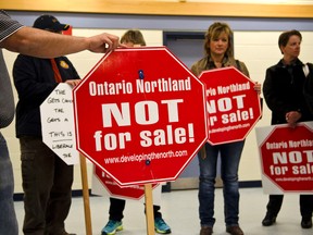 Mayors, Provincial MPP's, Federal MP's, employees associations, aboriginal leaders, and members of a concerned public gathered at Tim Horton's Event Centre on Friday to express their displeasure over the Provincial governments plans to sell ONTERA.