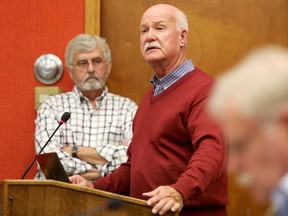 Hillier Creek Estates owner Kemp Stewart addresses council during a Prince Edward County public planning meeting in Picton, Ont. Wednesday, Sept. 17, 2014. - Emily Mountney-Lessard/The Intelligencer/QMI Agency