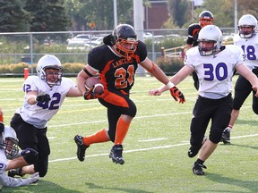 Lo-Ellen Knights battled the Lasalle Lancers in local high school football action at the James Jerome Sports Complex on Friday. JOHN LAPPA/THE SUDBURY STAR/QMI AGENCY