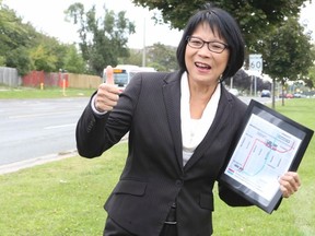 Toronto mayoral candidate Olivia Chow makes a transit announcement on Sept. 19, 2014. (Veronica Henri/Toronto Sun)