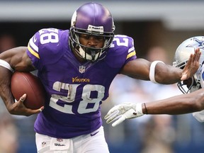 A protective order is being sought for the son ov Vikings running back Adrian Peterson, according to a report. (Matthew Emmons/USA TODAY Sports/Files)