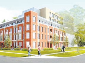 An artist?s rendering shows a proposed six-storey apartment building at Waterloo St. and Central Ave., up for debate Tuesday.