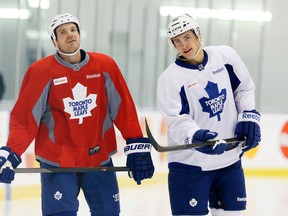 Maple Leafs' David Clarkson (left) and Tyler Bozak. (Veronica Henri, Toronto Sun)