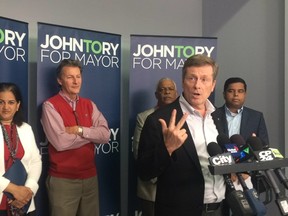 John Tory speaks in Scarborough on Sept. 20, 2014. (Don Peat/Toronto Sun)