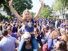 Western University students celebrate Homecoming on Broughdale Ave. (Free Press file photo)
