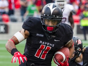 Carleton Ravens WR Nathaniel Behar was instrumental in his teams win over Ottawa U in the Panda Game on Saturday September 20, 2014. Errol McGihon/Ottawa Sun/QMI Agency