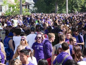 More than 5,000 Western University supporters partied on Broughdale Ave.  in London, Ontario  during Homecoming Weekend. (File photo)