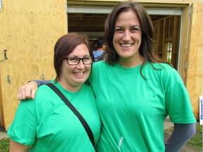 Joanna Hayter, left, and Joanne Rivard were honorary co-chairpersons of Sunday's Sarnia Kidney Walk for the Kidney Foundation of Canada. Rivard donated a kidney for a transplant Hayter received last November. PAUL MORDEN /THE OBSERVER/ QMI AGENCY