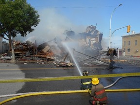 The Towers Hotel in Dauphin, Man., was destroyed by a suspicious fire on Sept. 18, 2014. One suspect was in custody, said RCMP. (RCMP HANDOUT PHOTO)