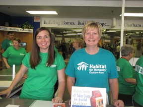 Megan VanderEnde, chair of the Habitat For Humanity Re-Store committee and Nancy McDowell, executive director of Habitat For Humanity Chatham-Kent, were busy serving customers during the grand opening of the Re-Store on Saturday.